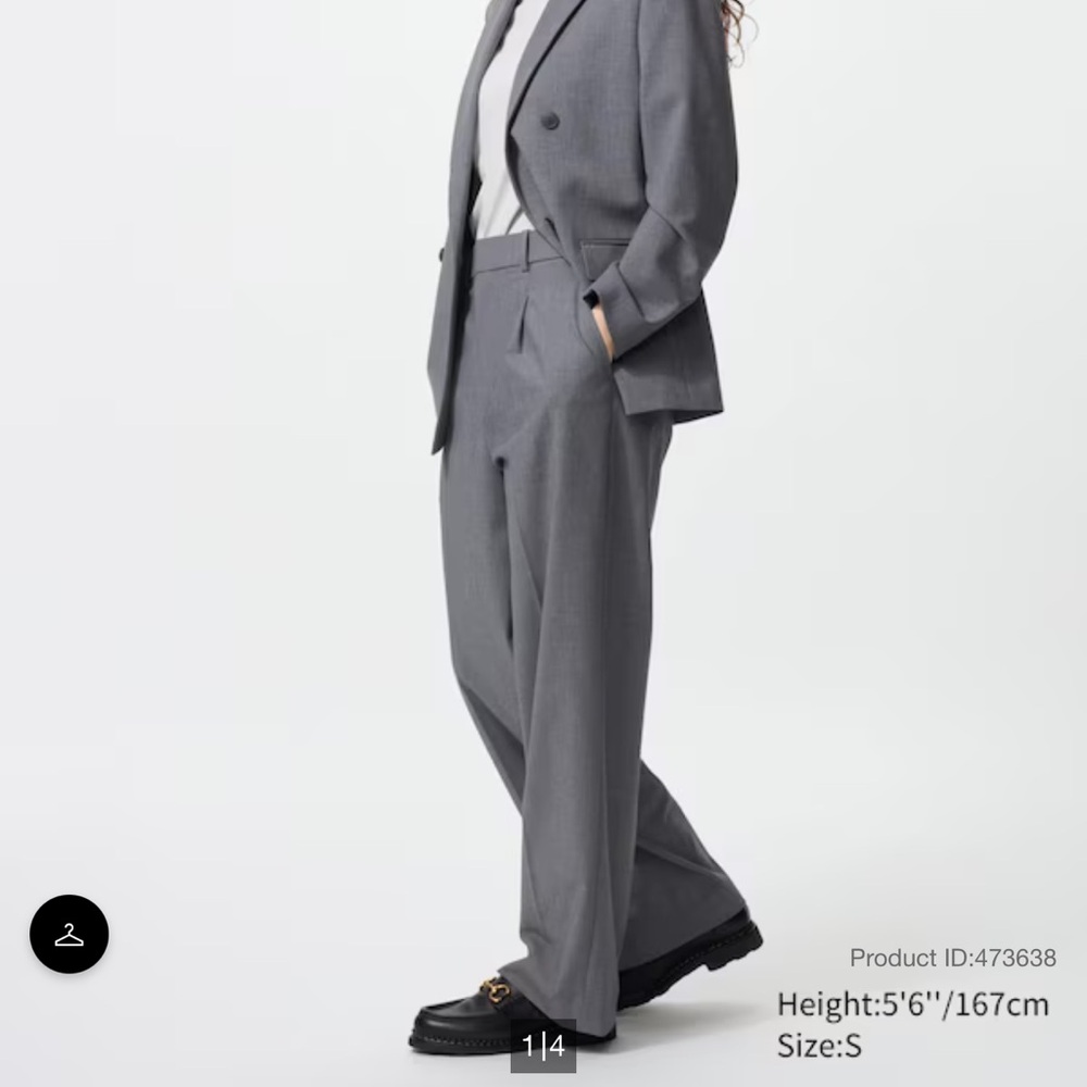 Uniqlo Pleated Wide Pant Grey